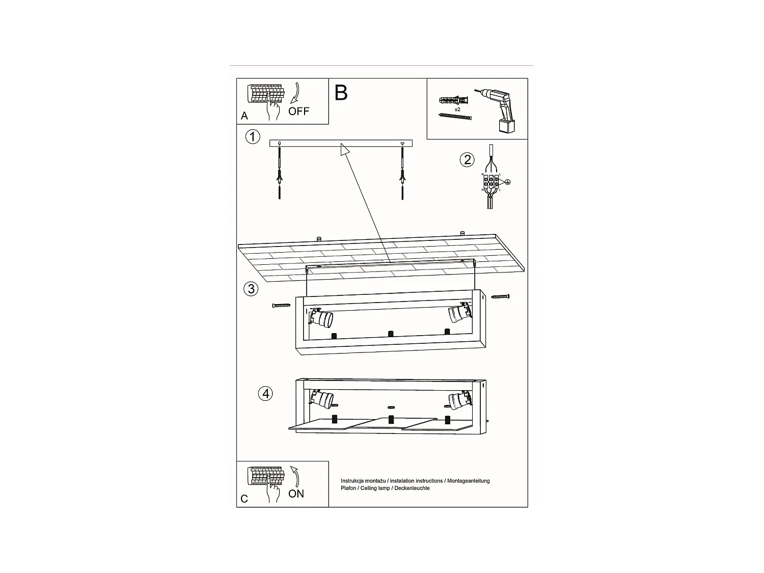 Lampade da soffitto Ignis scandinavo di legno/vetro - 2 sorgenti luminose 4000K - L.43 x A.12 cm - legno naturale