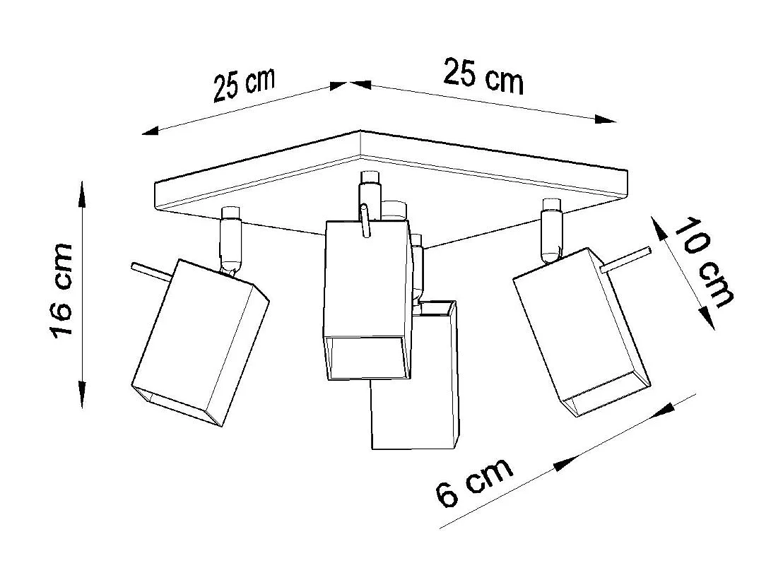 Plafonniers Briow moderne en acier - 4 sources lumineuses 3000K - L.25 x H.16 cm - gris