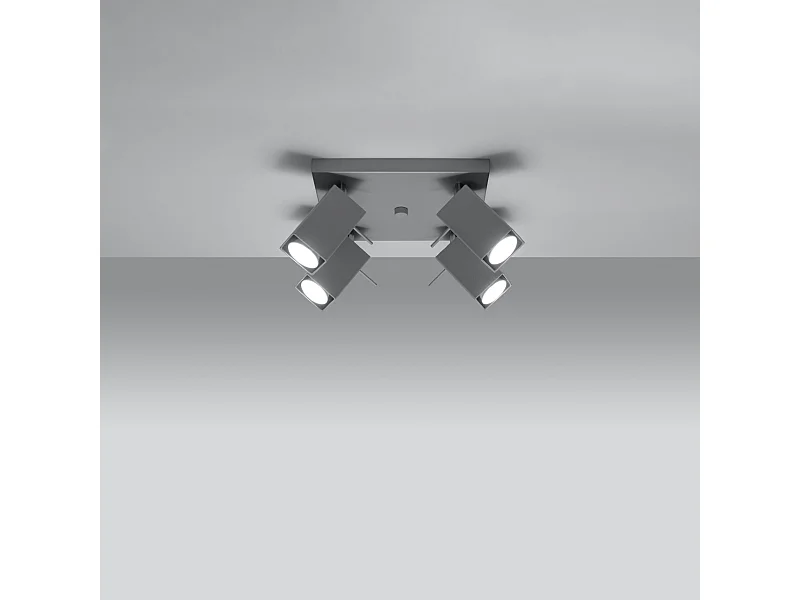 Lampade da soffitto Briow moderno di acciaio - 4 sorgenti luminose 3000K - L.25 x A.16 cm - grigio
