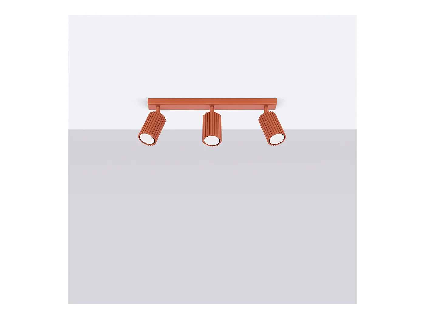 Plafondlamp Gloow minimalistisch van  - 3 lichtbronnen 3000K - L.45 x H.16,5 cm - rode oker