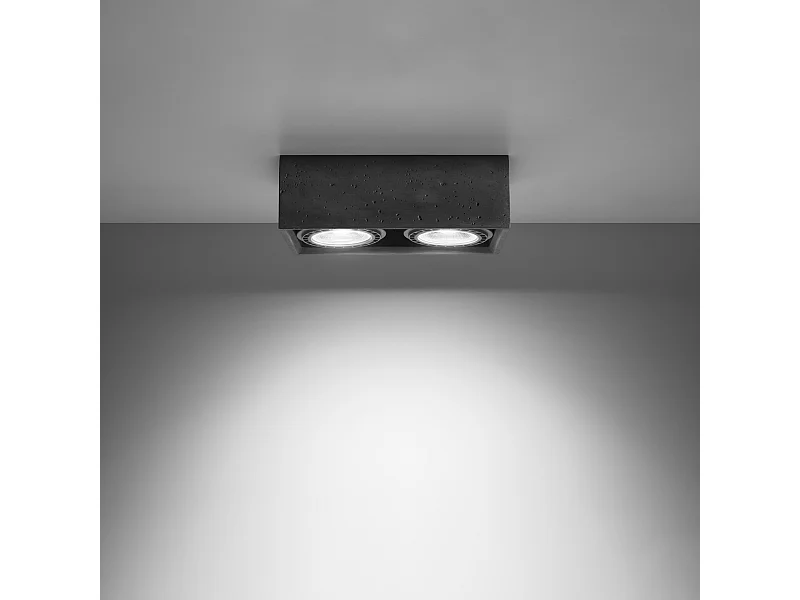 Plafonniers Zentra industriel en béton - 2 sources lumineuses 3000K - L.27 x H.9 cm - gris