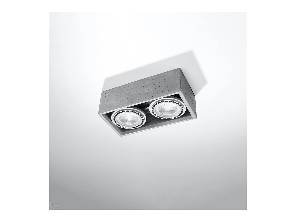 Plafonniers Zentra industriel en béton - 2 sources lumineuses 3000K - L.27 x H.9 cm - gris