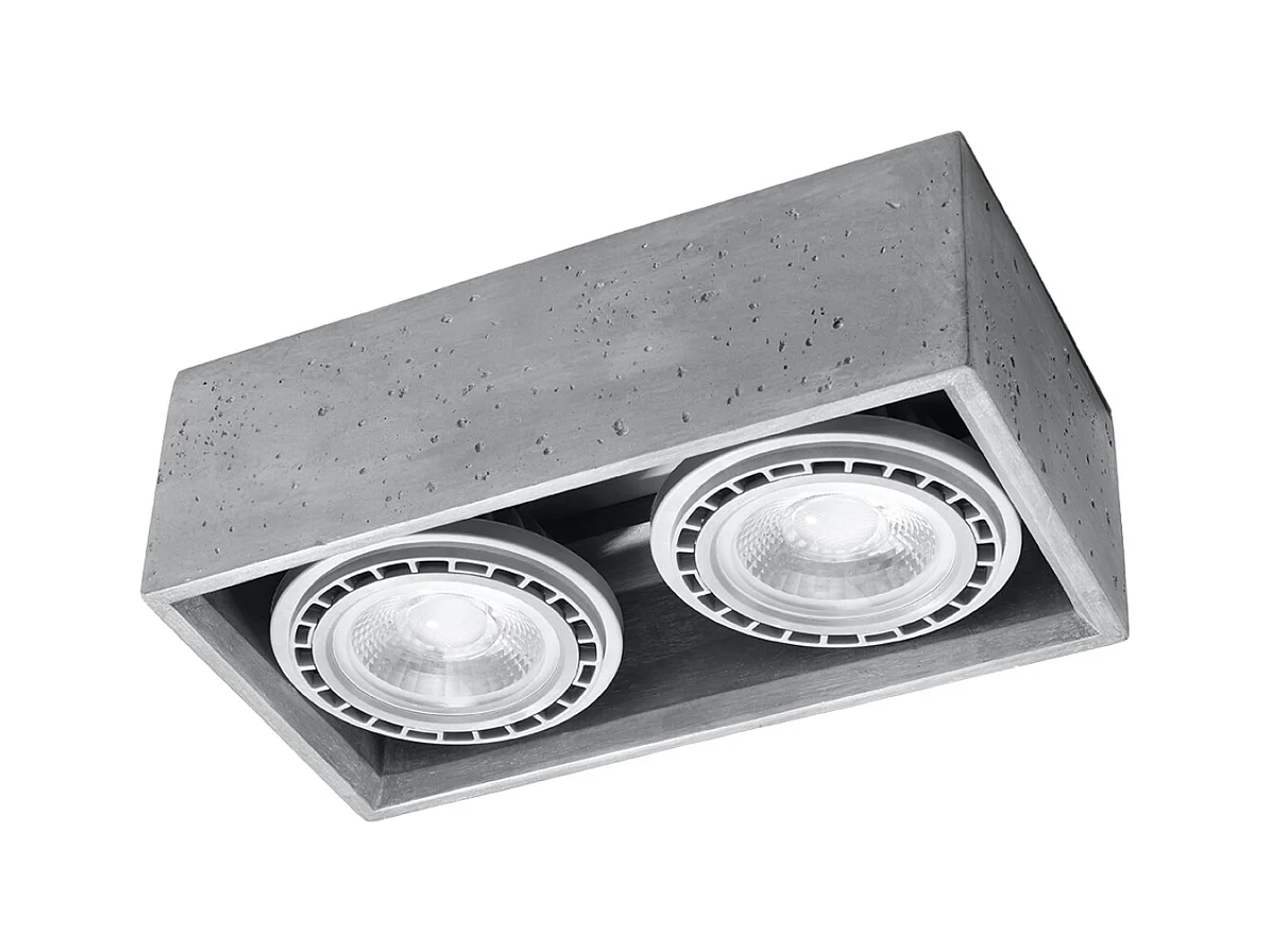 Plafonniers Zentra industriel en béton - 2 sources lumineuses 3000K - L.27 x H.9 cm - gris