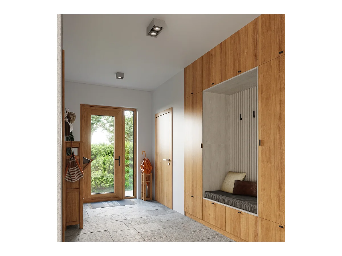 Plafonniers Zentra industriel en béton - 2 sources lumineuses 3000K - L.27 x H.9 cm - gris