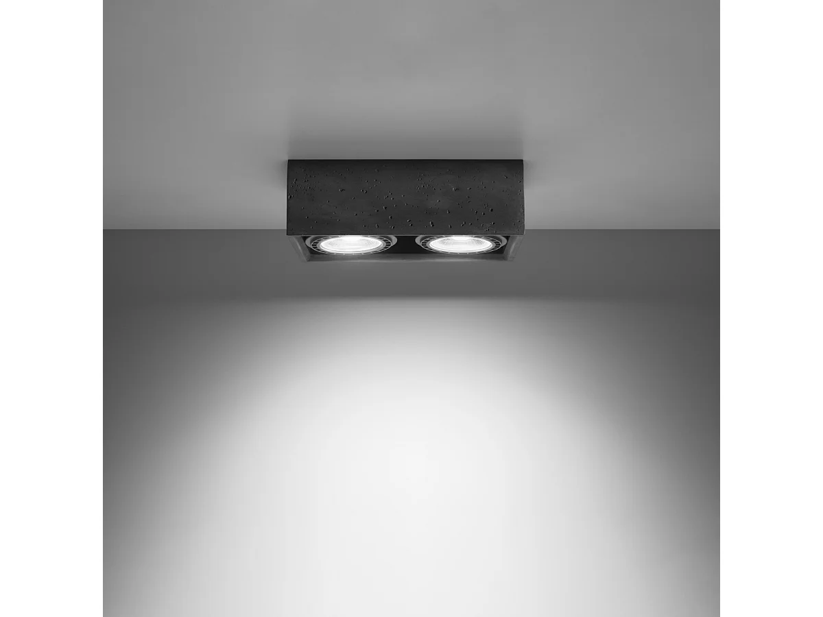 Plafonniers Zentra industriel en béton - 2 sources lumineuses 3000K - L.27 x H.9 cm - gris