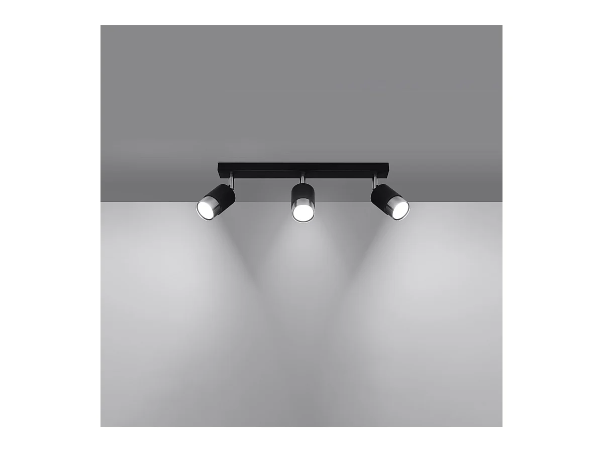 Plafony nowoczesny Alvor, stal - 3 źródło światła 3000K - L.45 x H.18 cm - czarny/chrom