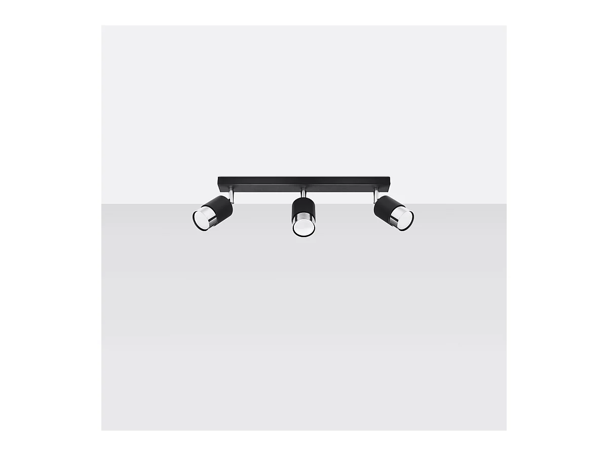 Plafony nowoczesny Alvor, stal - 3 źródło światła 3000K - L.45 x H.18 cm - czarny/chrom