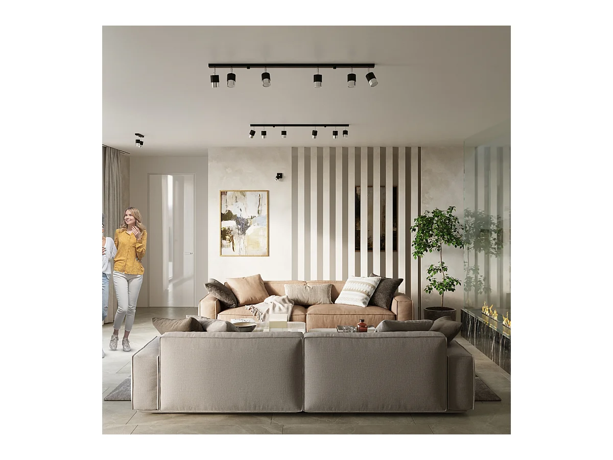 Plafony nowoczesny Alvor, stal - 3 źródło światła 3000K - L.45 x H.18 cm - czarny/chrom