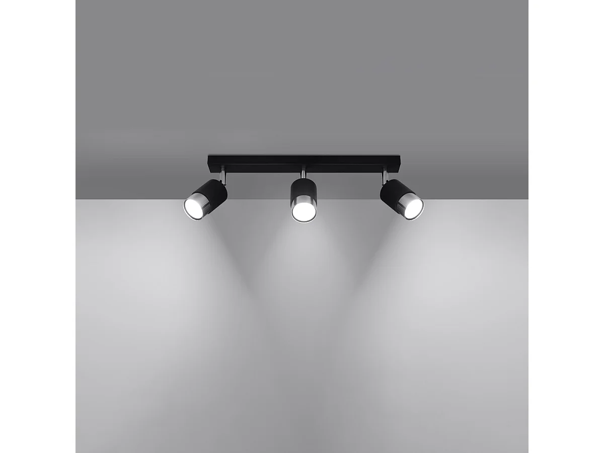 Plafonniers Alvor moderne en acier - 3 sources lumineuses 3000K - L.45 x H.18 cm - noir/chromé