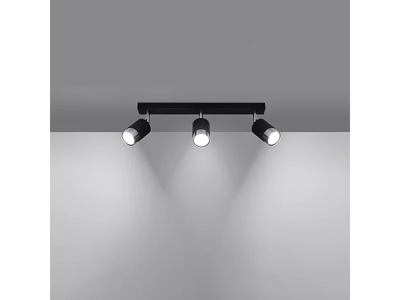 Plafonniers Alvor moderne en acier - 3 sources lumineuses 3000K - L.45 x H.18 cm - noir/chromé