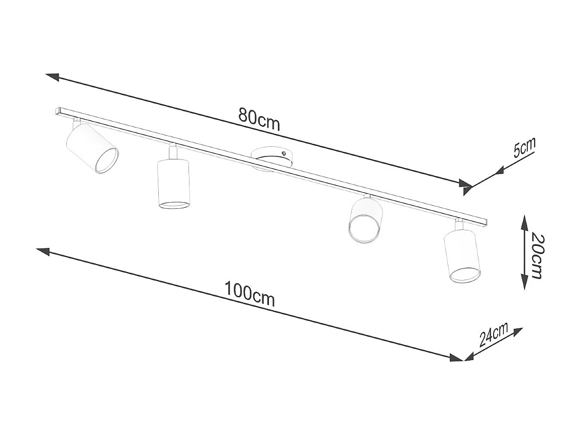 Plafonniers Torim moderne en acier - 4 sources lumineuses 3000K - L.100 x H.20 cm - blanc