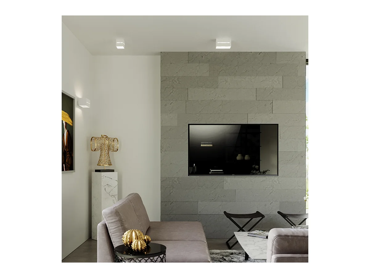 Plafonniers Zorbo maxi moderne en aluminium - 2 sources lumineuses 3000K - L.20 x H.10 cm - blanc