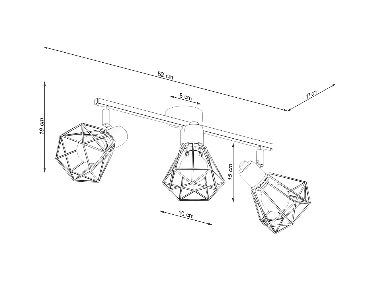 Plafondlampen Lunova modern van  - 3 lichtbronnen 3000K - L.52 x H.19 cm - wit