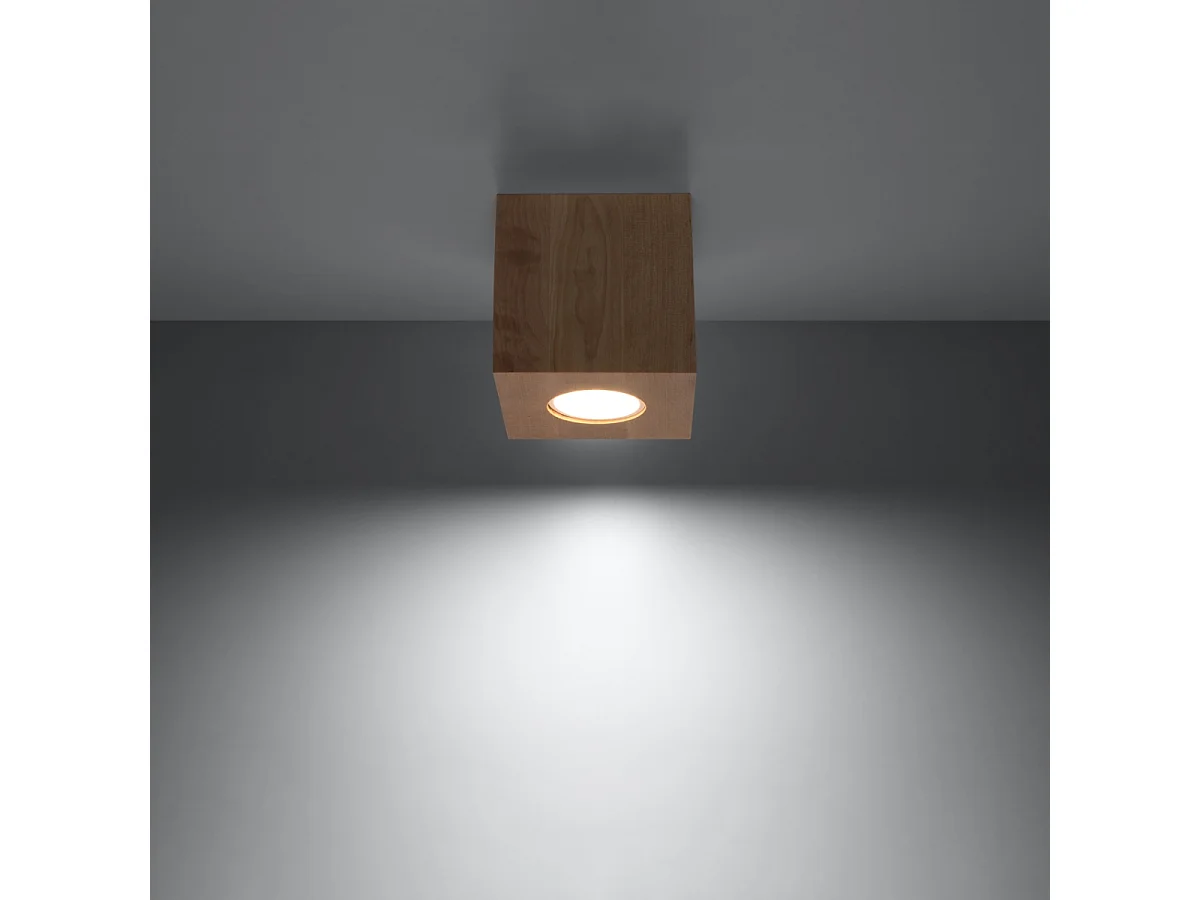 Plafonniers Quadx scandinave en bois - 1 sources lumineuses 3000K - L.10 x H.10 cm - bois naturel