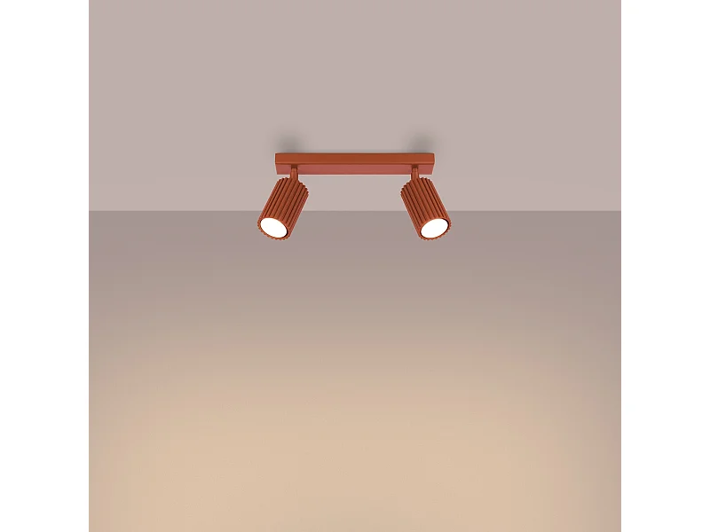 Plafonnier Gloow minimaliste en aluminium - 2 sources lumineuses 3000K - L.30 x H.16,5 cm - ocre rouge