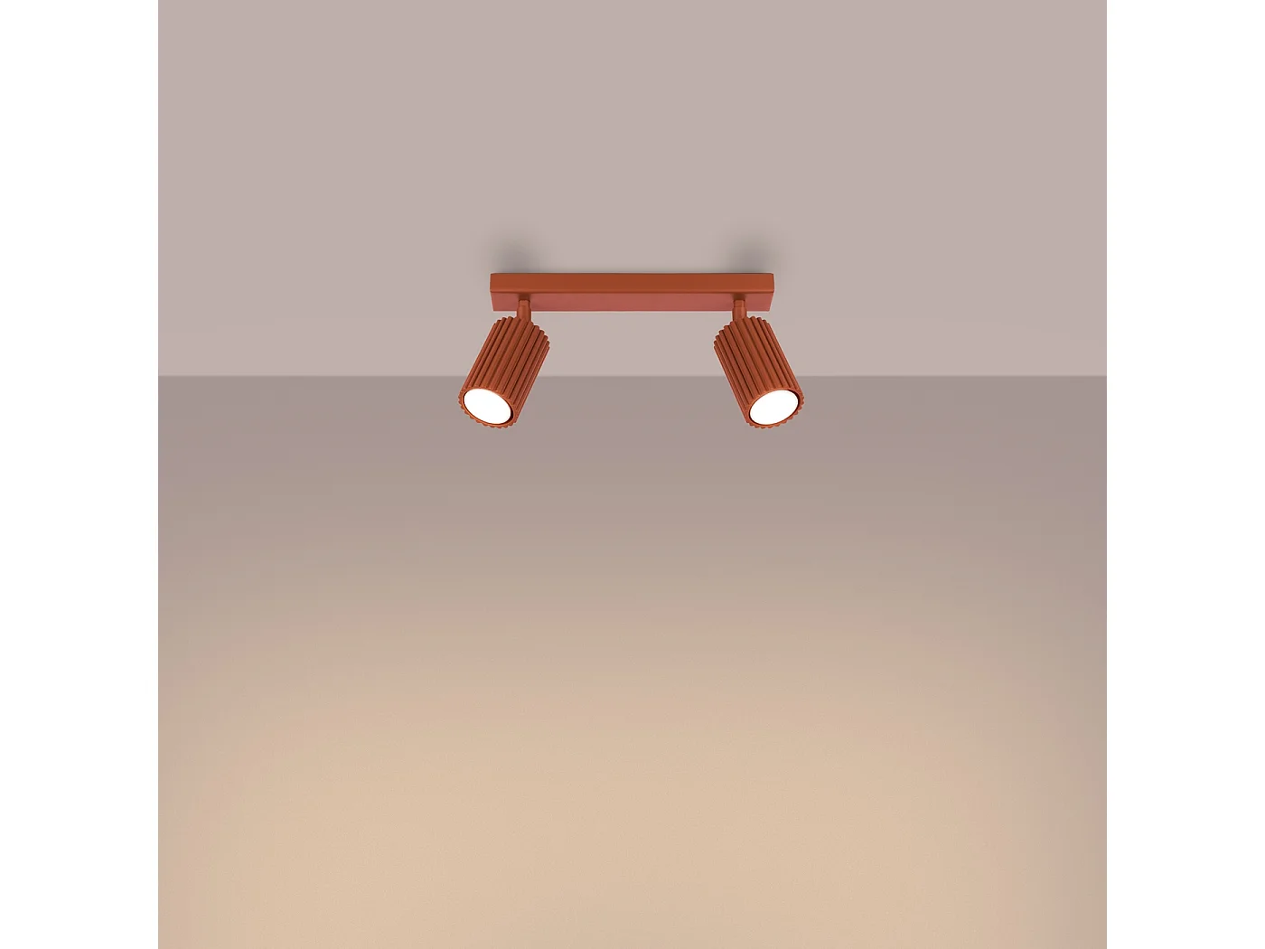 Plafondlamp Gloow minimalistisch van  - 2 lichtbronnen 3000K - L.30 x H.16,5 cm - rode oker