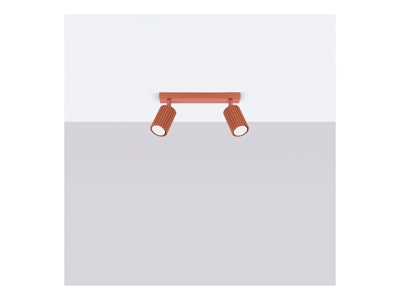 Plafondlamp Gloow minimalistisch van  - 2 lichtbronnen 3000K - L.30 x H.16,5 cm - rode oker