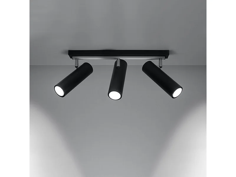 Plafondlampen Invicta modern van  - 3 lichtbronnen 3000K - L.45 x H.20 cm - zwart