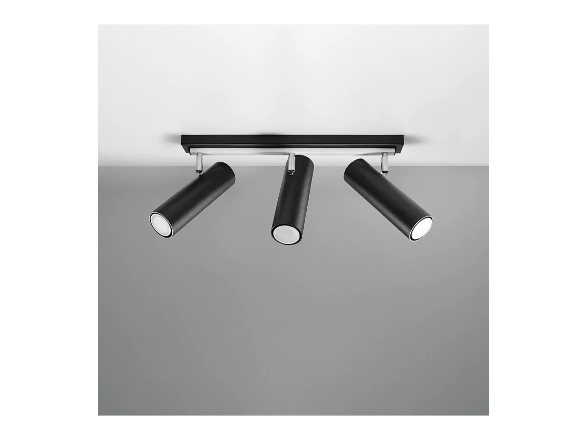 Plafondlampen Invicta modern van  - 3 lichtbronnen 3000K - L.45 x H.20 cm - zwart