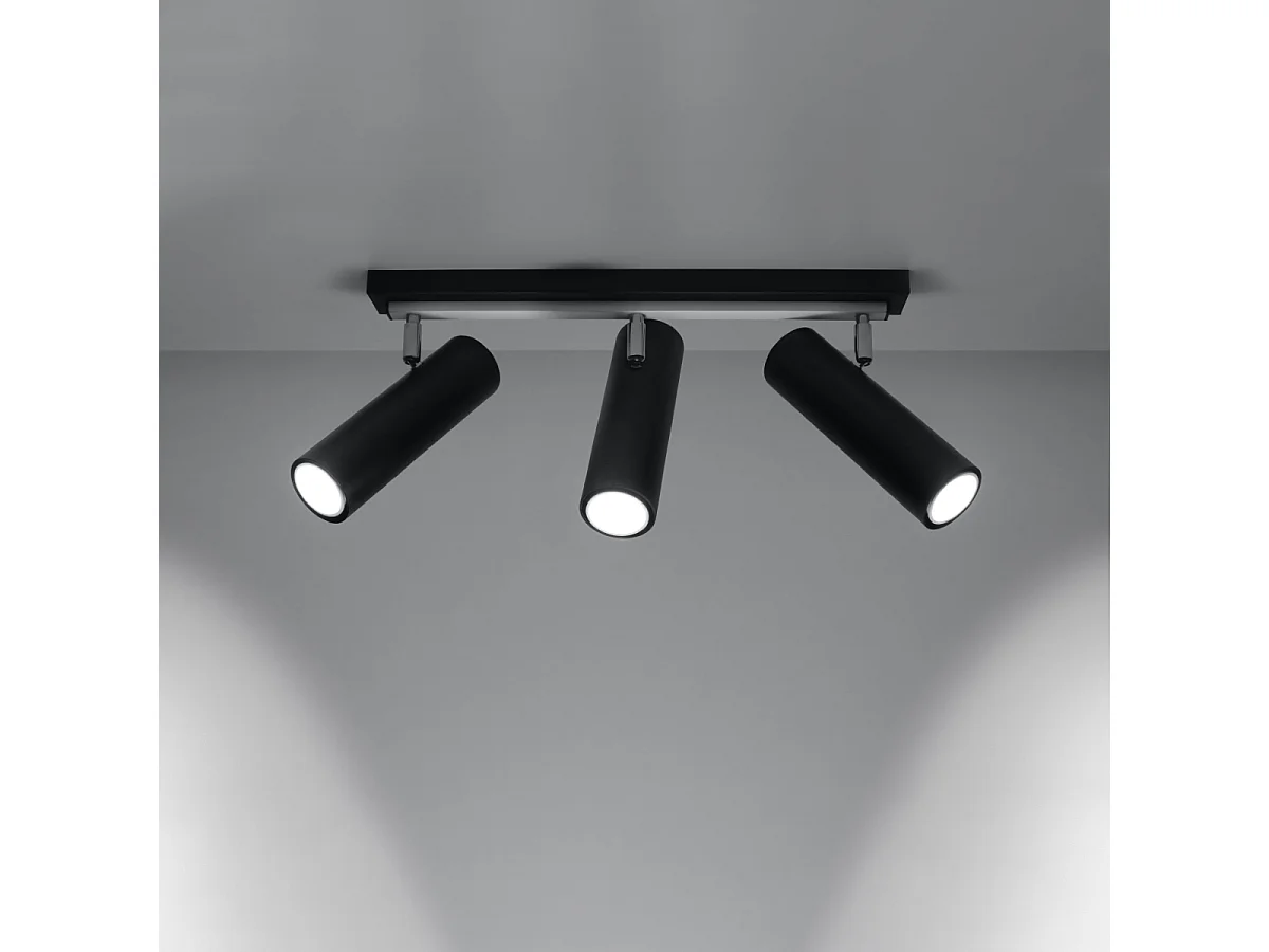 Plafonniers Invicta moderne en acier - 3 sources lumineuses 3000K - L.45 x H.20 cm - noir