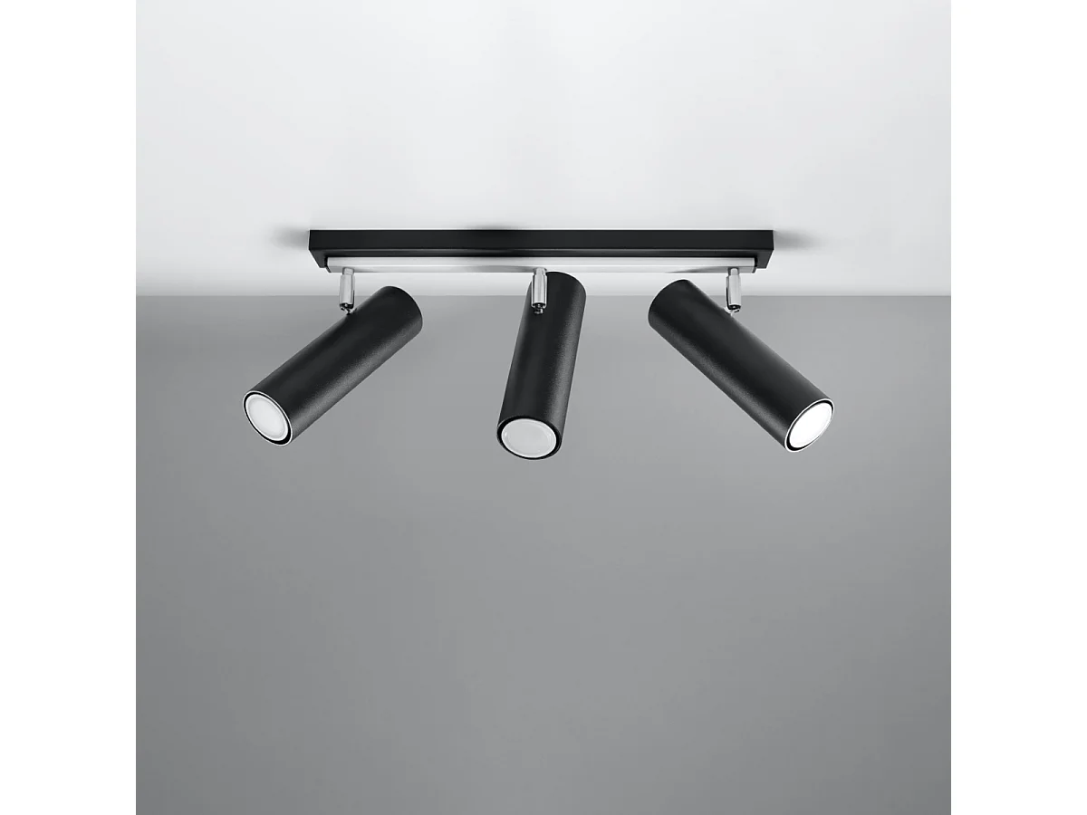 Plafonniers Invicta moderne en acier - 3 sources lumineuses 3000K - L.45 x H.20 cm - noir