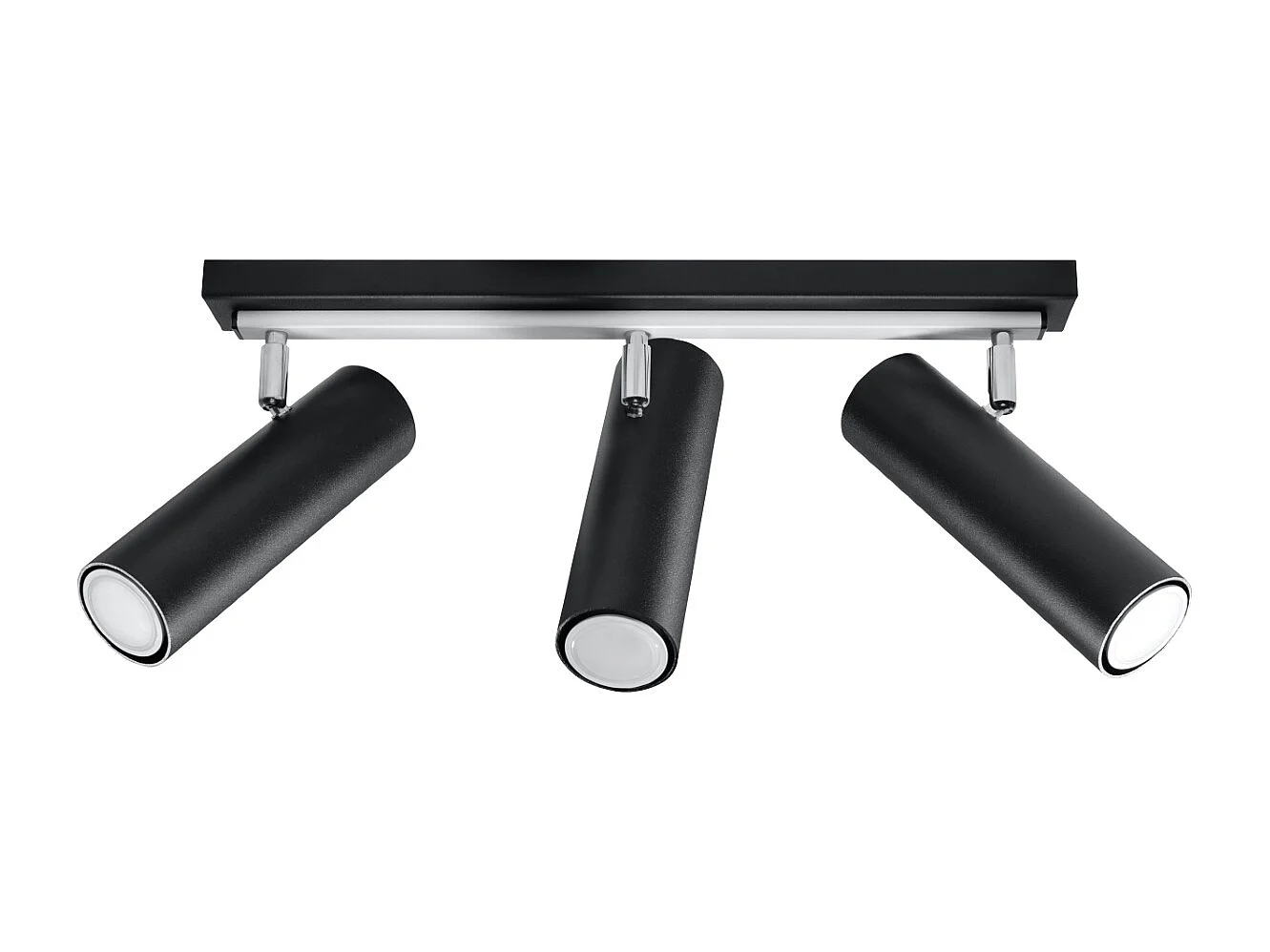 Plafonniers Invicta moderne en acier - 3 sources lumineuses 3000K - L.45 x H.20 cm - noir