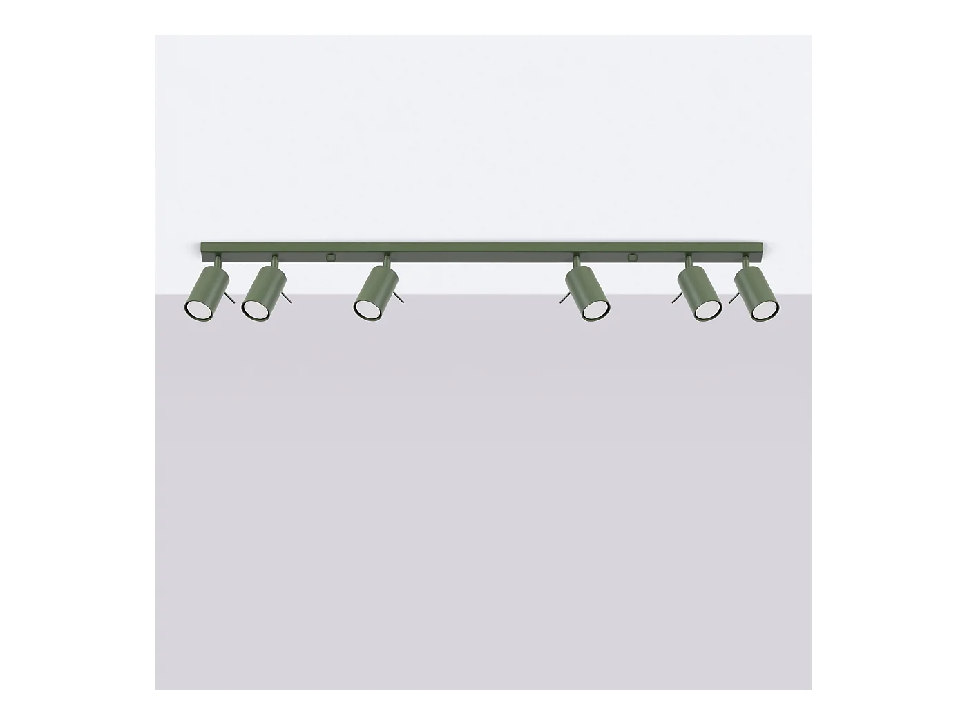 Plafonnier Briix moderne en acier - 6 sources lumineuses 3000K - L.117 x H.17 cm - vert olive