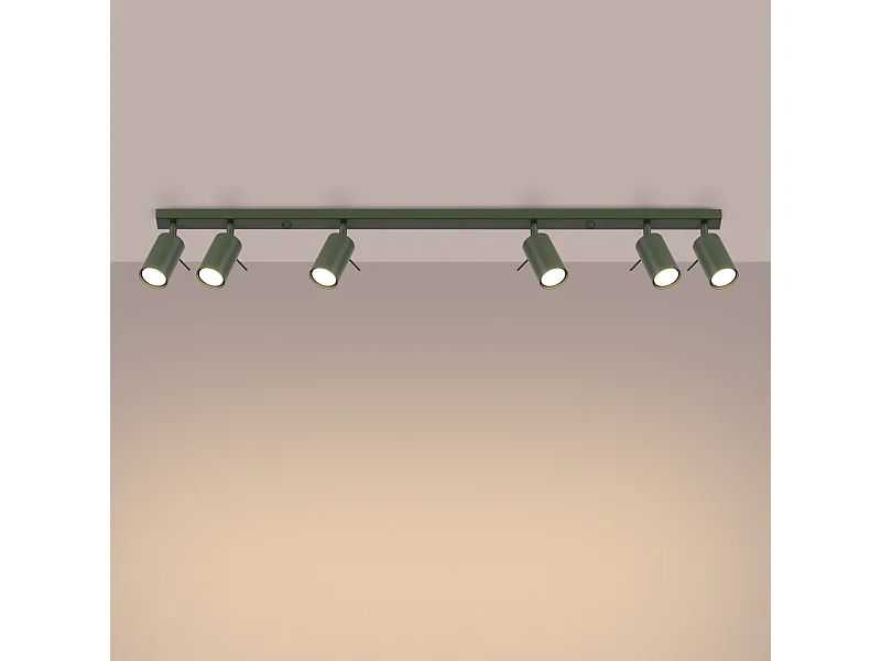 Lámpara de techo Briix moderno de acero - 6 fuentes luminosas 3000K - L.117 x A.17 cm - verde oliva