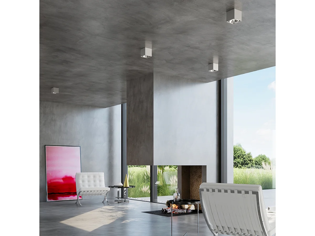 Plafonniers Nexiflex moderne en aluminium - 1 sources lumineuses 3000K - L.12 x H.11 cm - gris