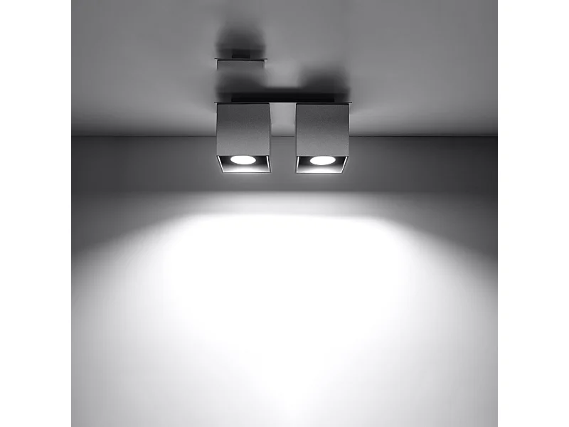 Lámparas de techo Quadx moderno de aluminio - 2 fuentes luminosas 3000K - L.26 x A.12 cm - gris