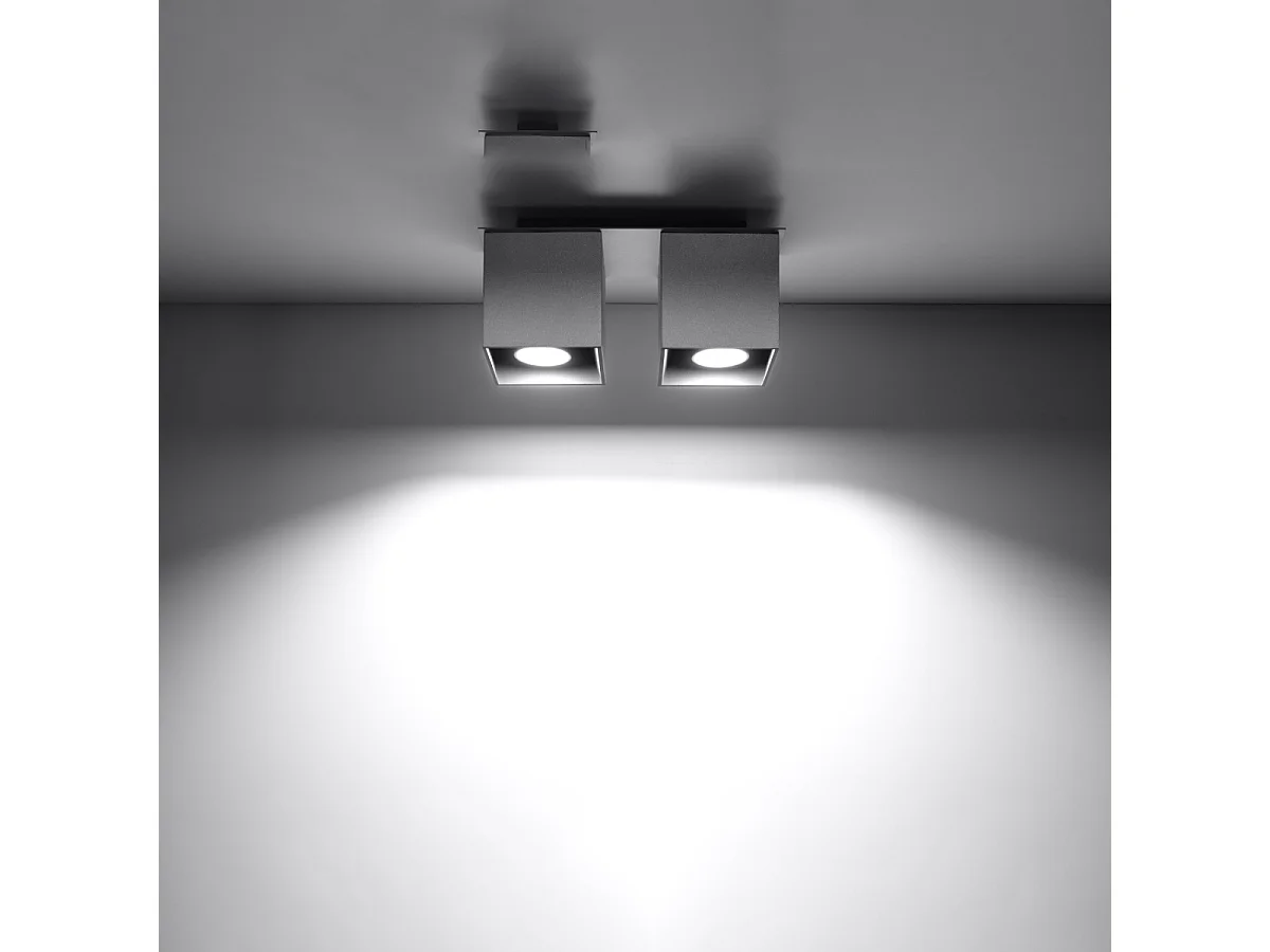 Lámparas de techo Quadx moderno de aluminio - 2 fuentes luminosas 3000K - L.26 x A.12 cm - gris
