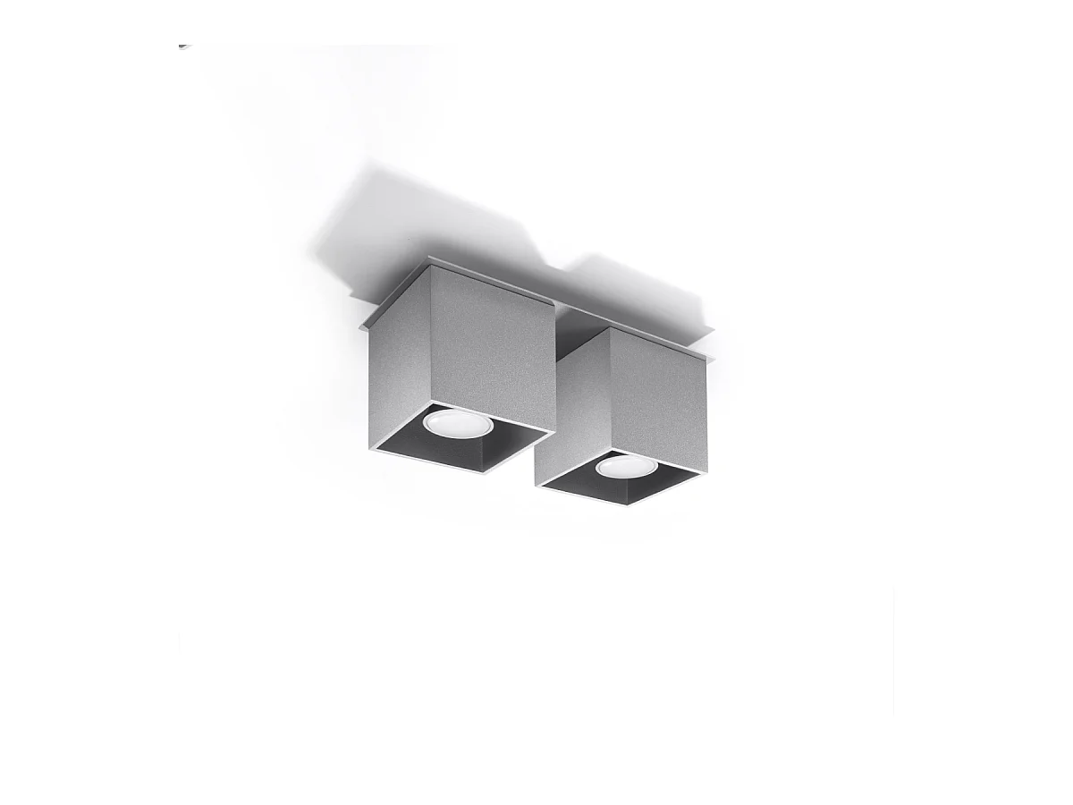 Lámparas de techo Quadx moderno de aluminio - 2 fuentes luminosas 3000K - L.26 x A.12 cm - gris