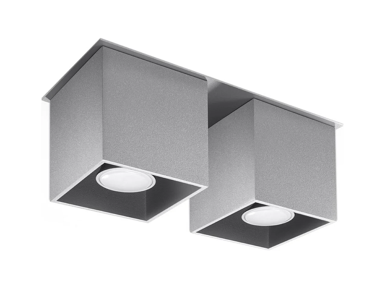 Lámparas de techo Quadx moderno de aluminio - 2 fuentes luminosas 3000K - L.26 x A.12 cm - gris