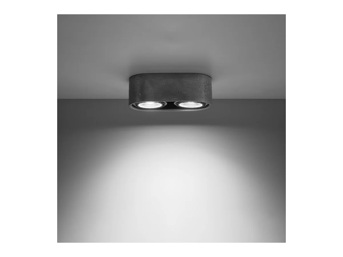 Plafonniers Blaze industriel en béton - 2 sources lumineuses 3000K - L.27 x H.9 cm - gris