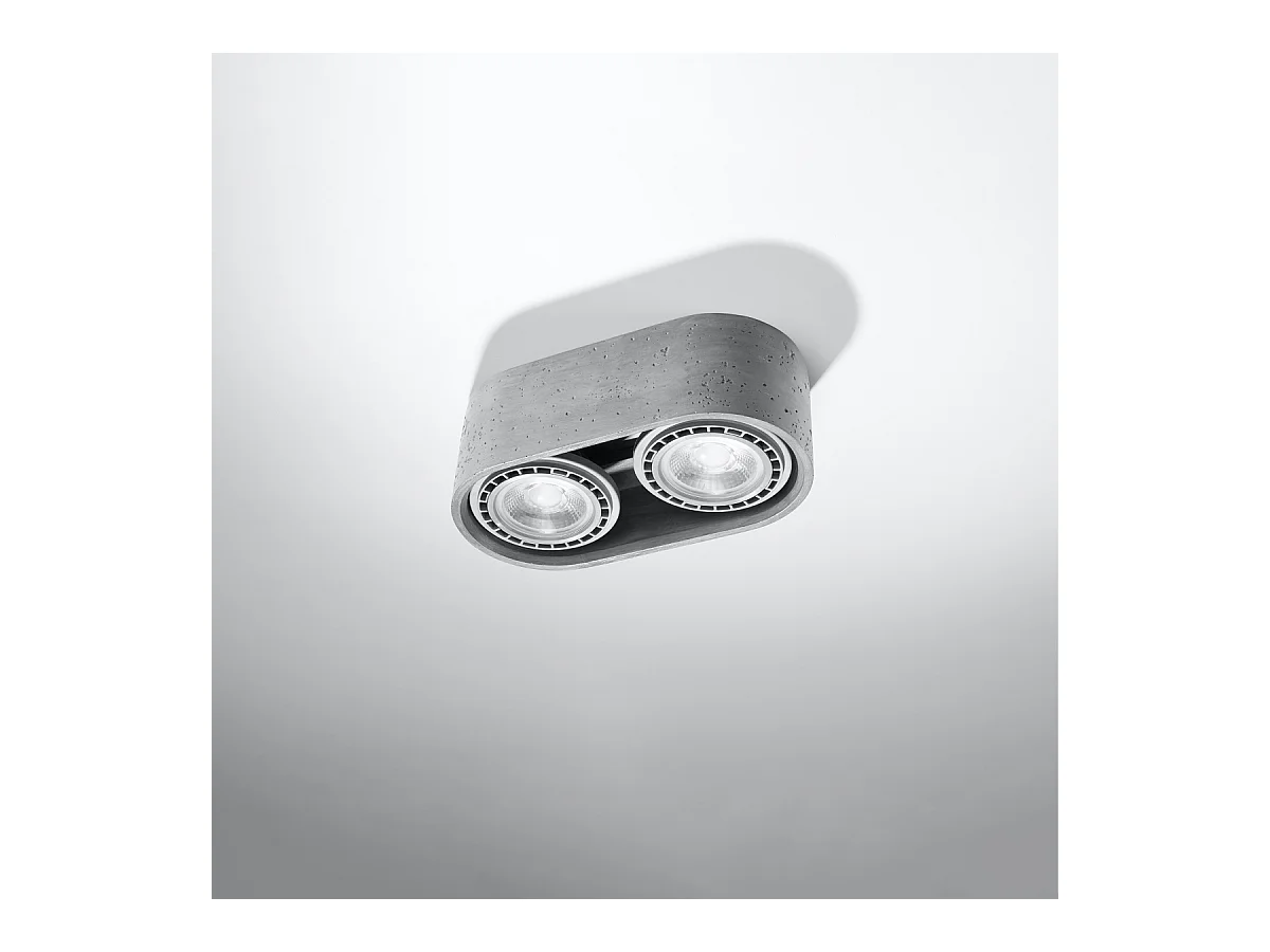 Plafonniers Blaze industriel en béton - 2 sources lumineuses 3000K - L.27 x H.9 cm - gris