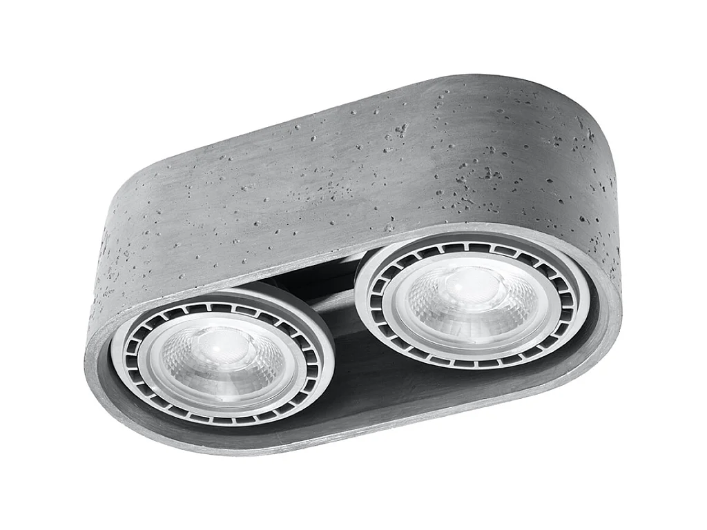 Plafonniers Blaze industriel en béton - 2 sources lumineuses 3000K - L.27 x H.9 cm - gris