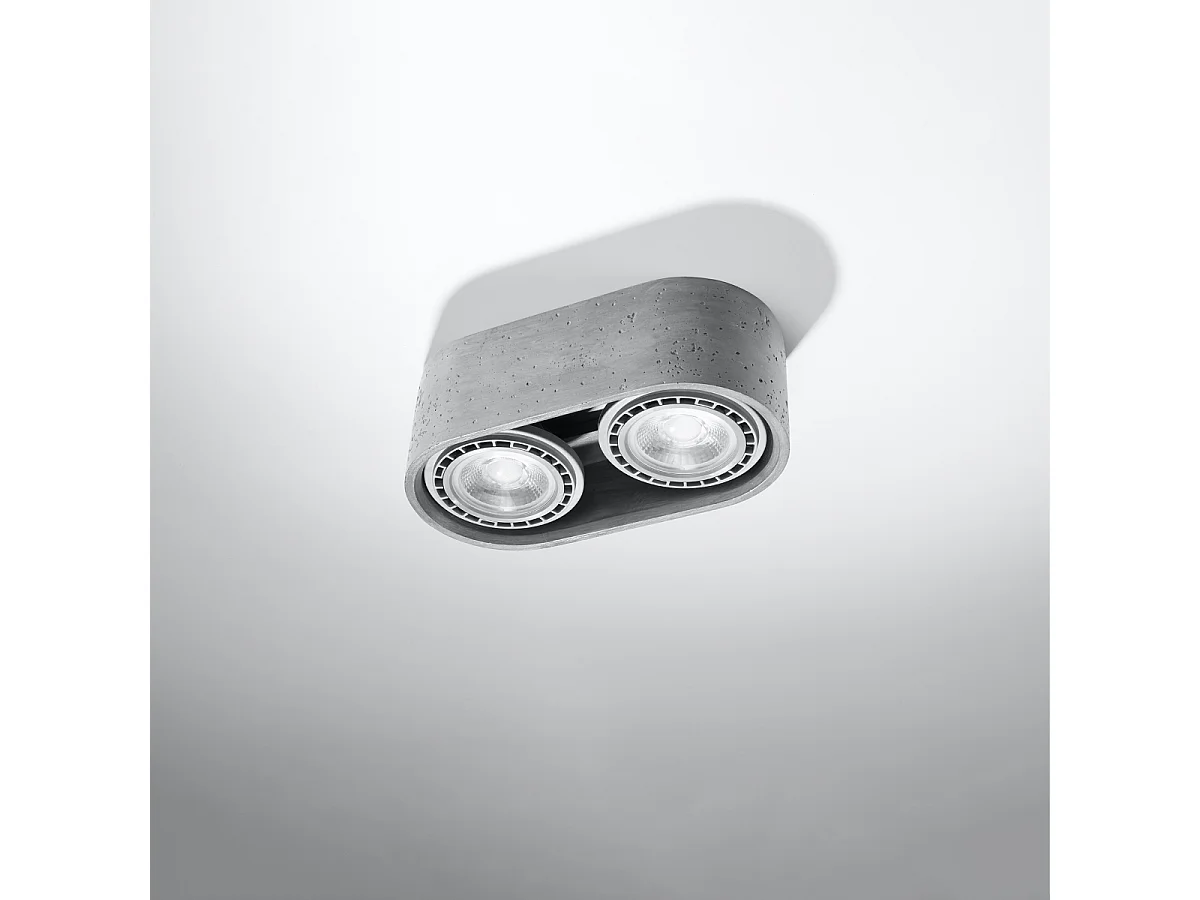 Plafonniers Blaze industriel en béton - 2 sources lumineuses 3000K - L.27 x H.9 cm - gris