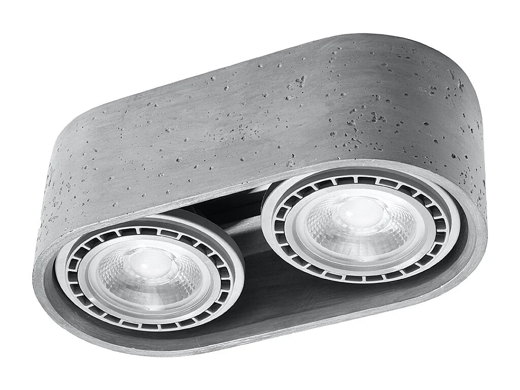 Plafonniers Blaze industriel en béton - 2 sources lumineuses 3000K - L.27 x H.9 cm - gris