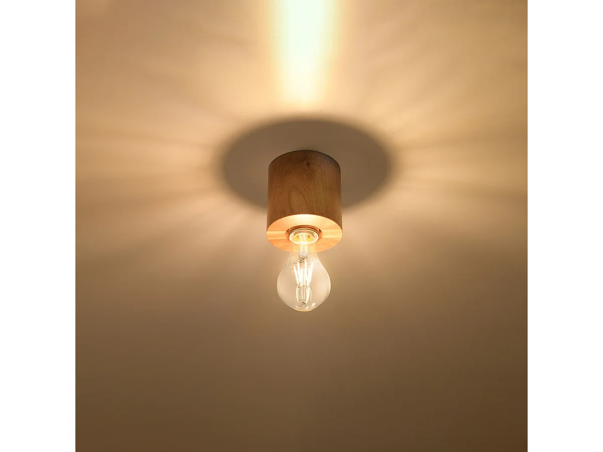 Plafondlampen Nalvado Scandinavisch van  - 1 lichtbronnen 3000K - L.10 x H.10 cm - natuurlijk hout