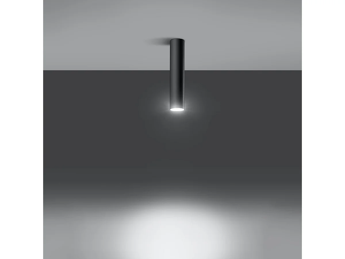 Plafony nowoczesny Toris, stal - 1 źródło światła 3000K - L.6 x H.30 cm - czarny