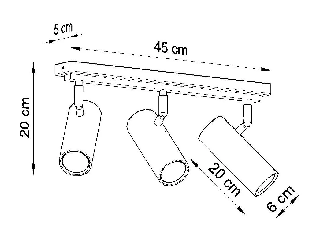 Plafonniers Invicta moderne en acier - 3 sources lumineuses 3000K - L.45 x H.20 cm - blanc