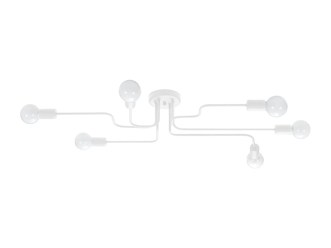 Plafonniers Infinix industriel en acier - 6 sources lumineuses 4000K - L.80 x H.15,5 cm - blanc