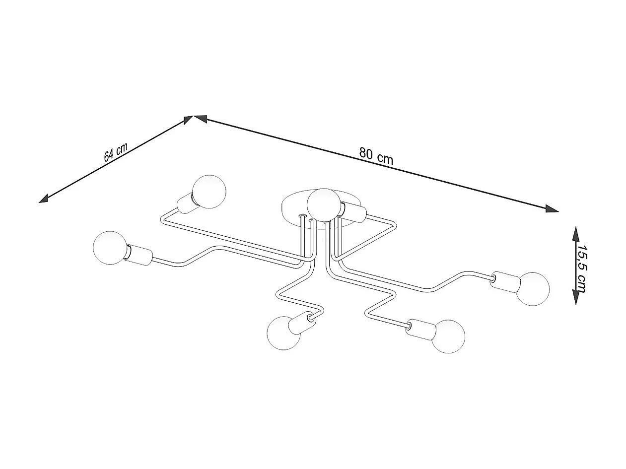 Plafonniers Infinix industriel en acier - 6 sources lumineuses 4000K - L.80 x H.15,5 cm - blanc