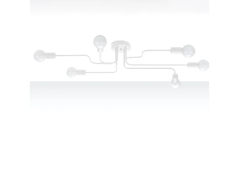 Plafonniers Infinix industriel en acier - 6 sources lumineuses 4000K - L.80 x H.15,5 cm - blanc