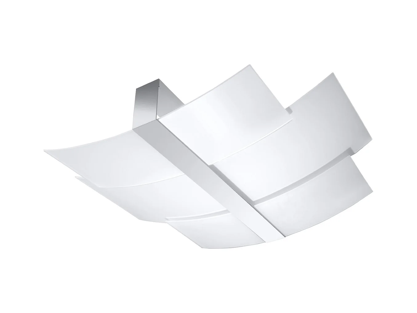 Plafonniers Zelora moderne en acier/verre - 3 sources lumineuses 3000K - L.61 x H.7 cm - chromé/blanc