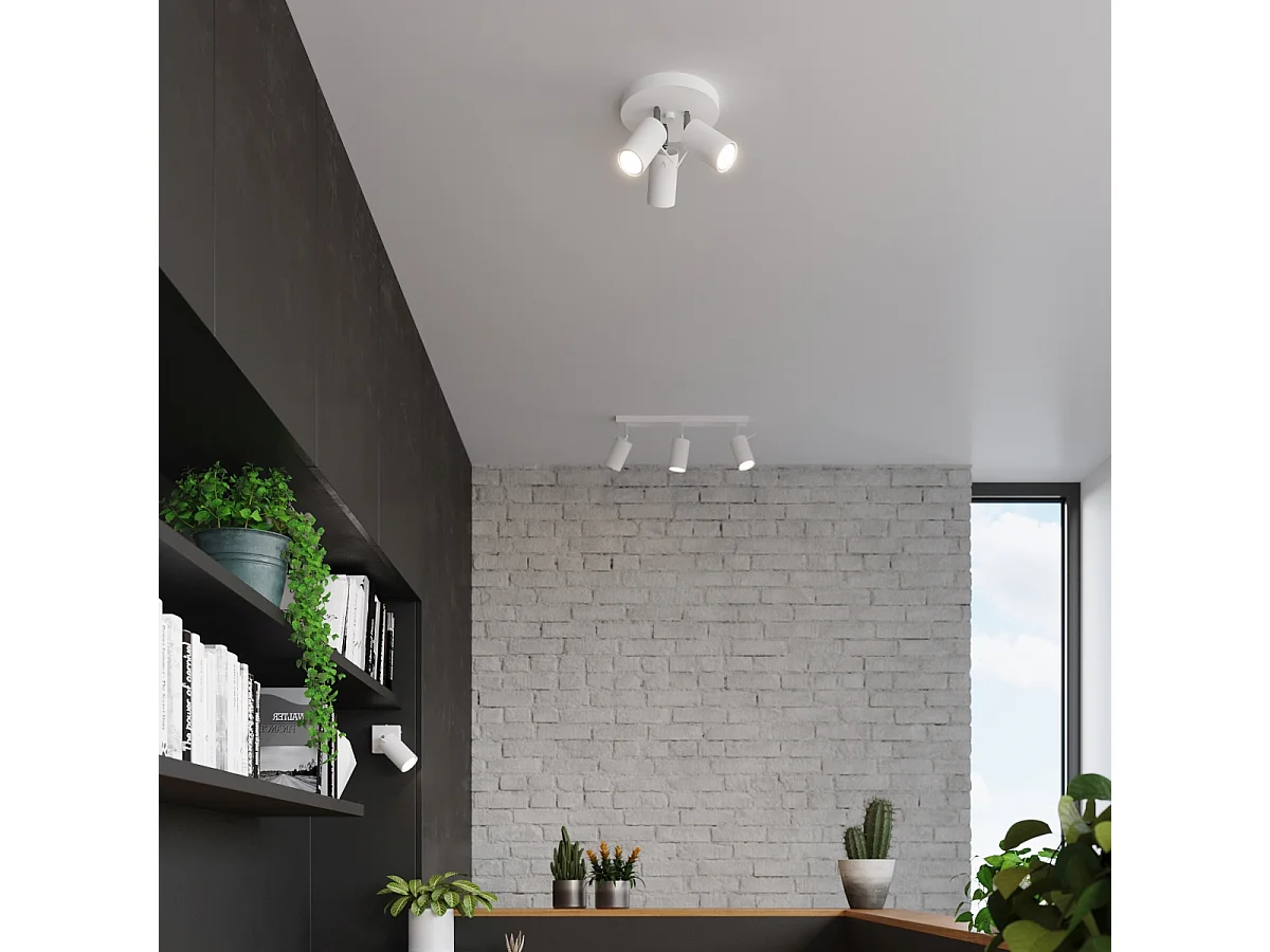 Luminárias de teto Briix moderno, aço - 3 fontes de luz 3000K - L.20 x H.18 cm - branco