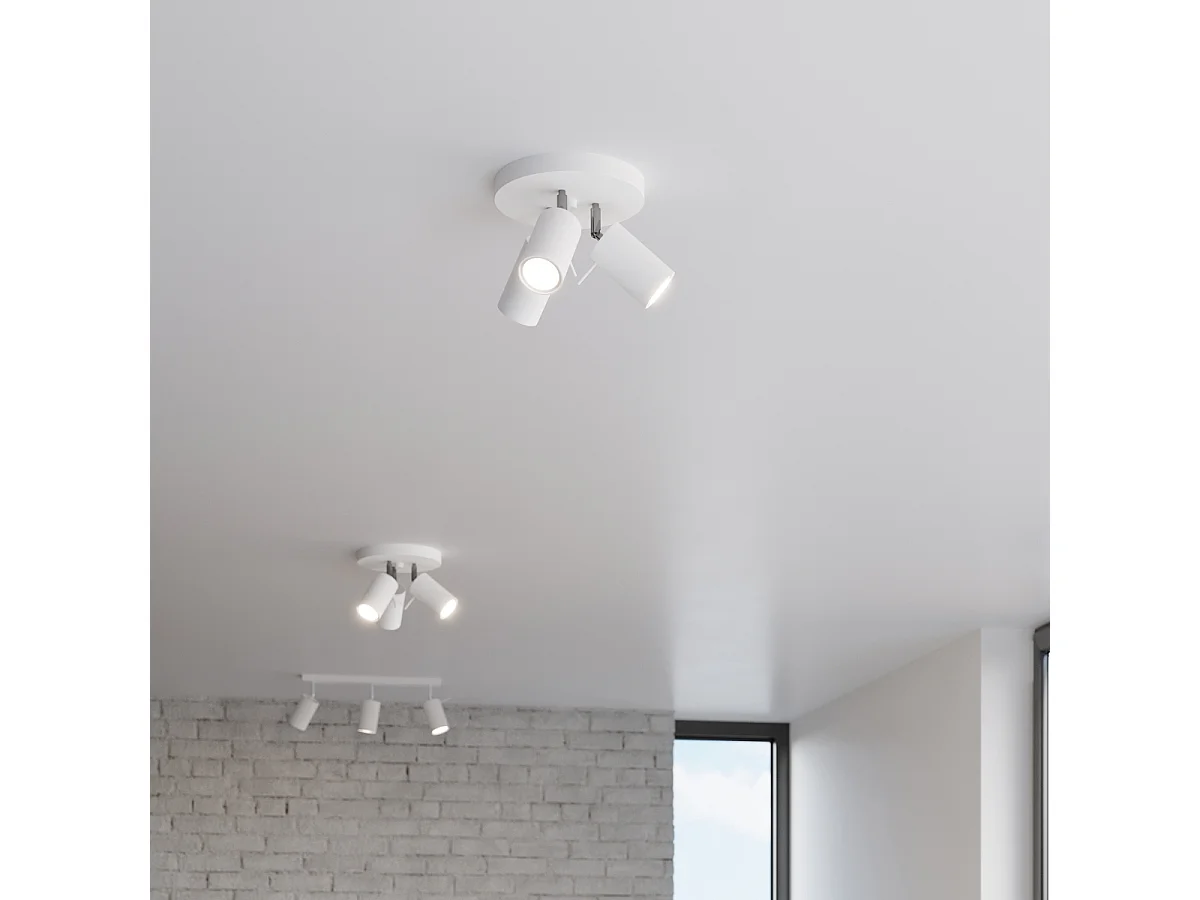 Luminárias de teto Briix moderno, aço - 3 fontes de luz 3000K - L.20 x H.18 cm - branco