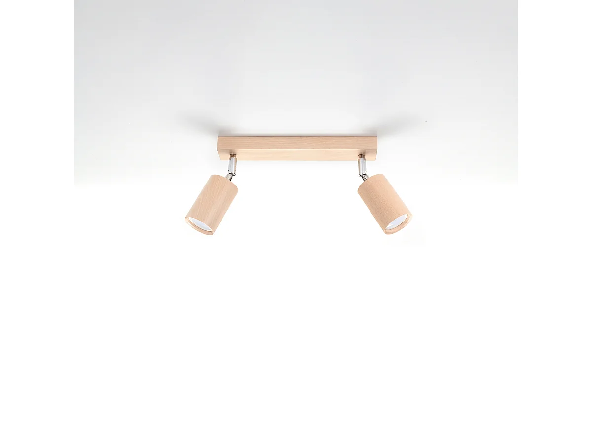Plafonniers Vorix scandinave en bois - 2 sources lumineuses 3000K - L.30 x H.20 cm - bois naturel