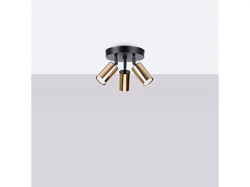 Plafonniers Glois moderne en acier - 3 sources lumineuses 4000K - L.19,5 x H.20 cm - or noir