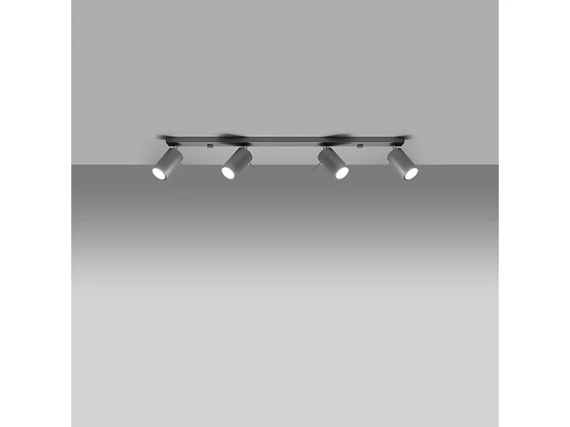 Plafonniers Briix moderne en acier - 4 sources lumineuses 3000K - L.80 x H.16 cm - gris